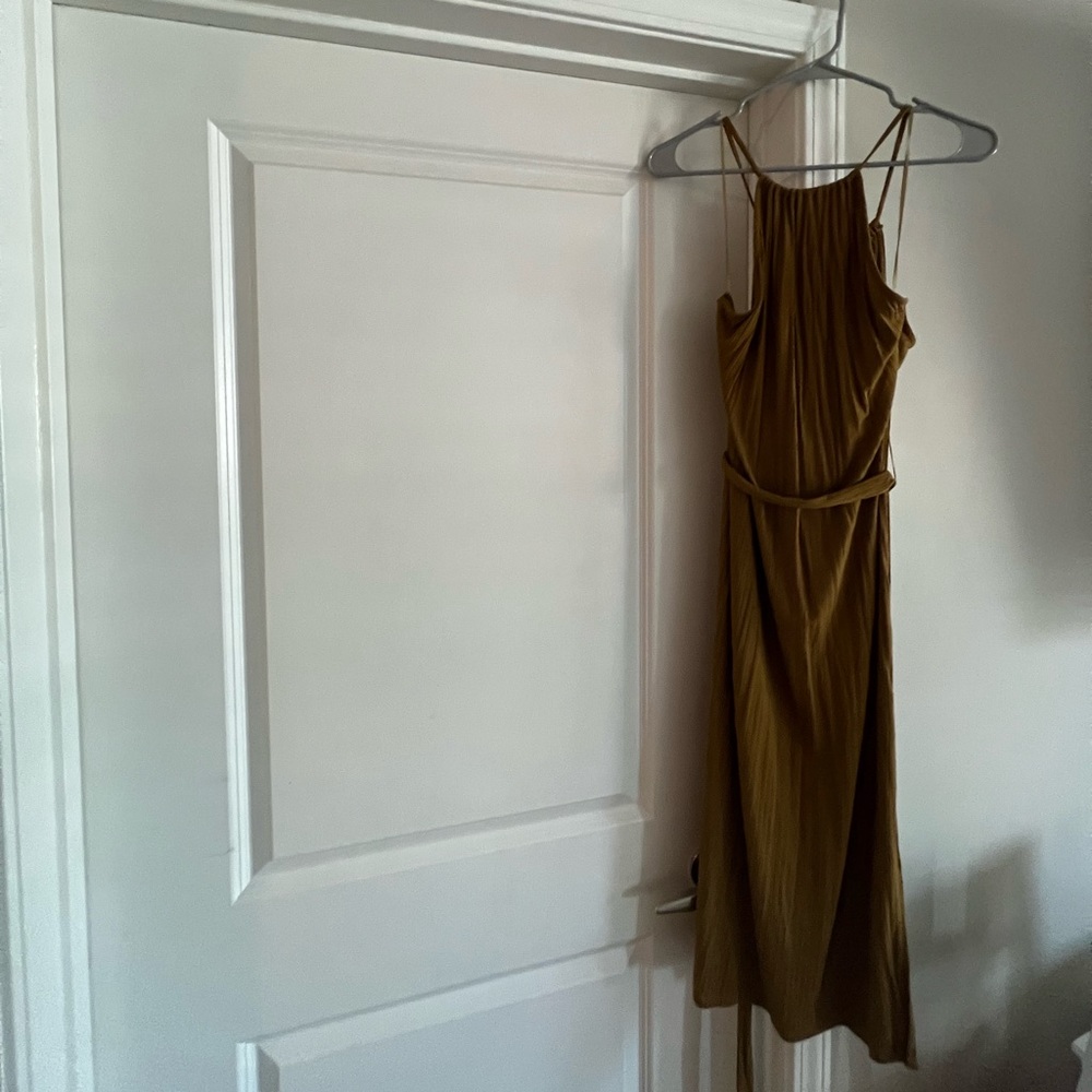 Olive Ribbed Midi Dress